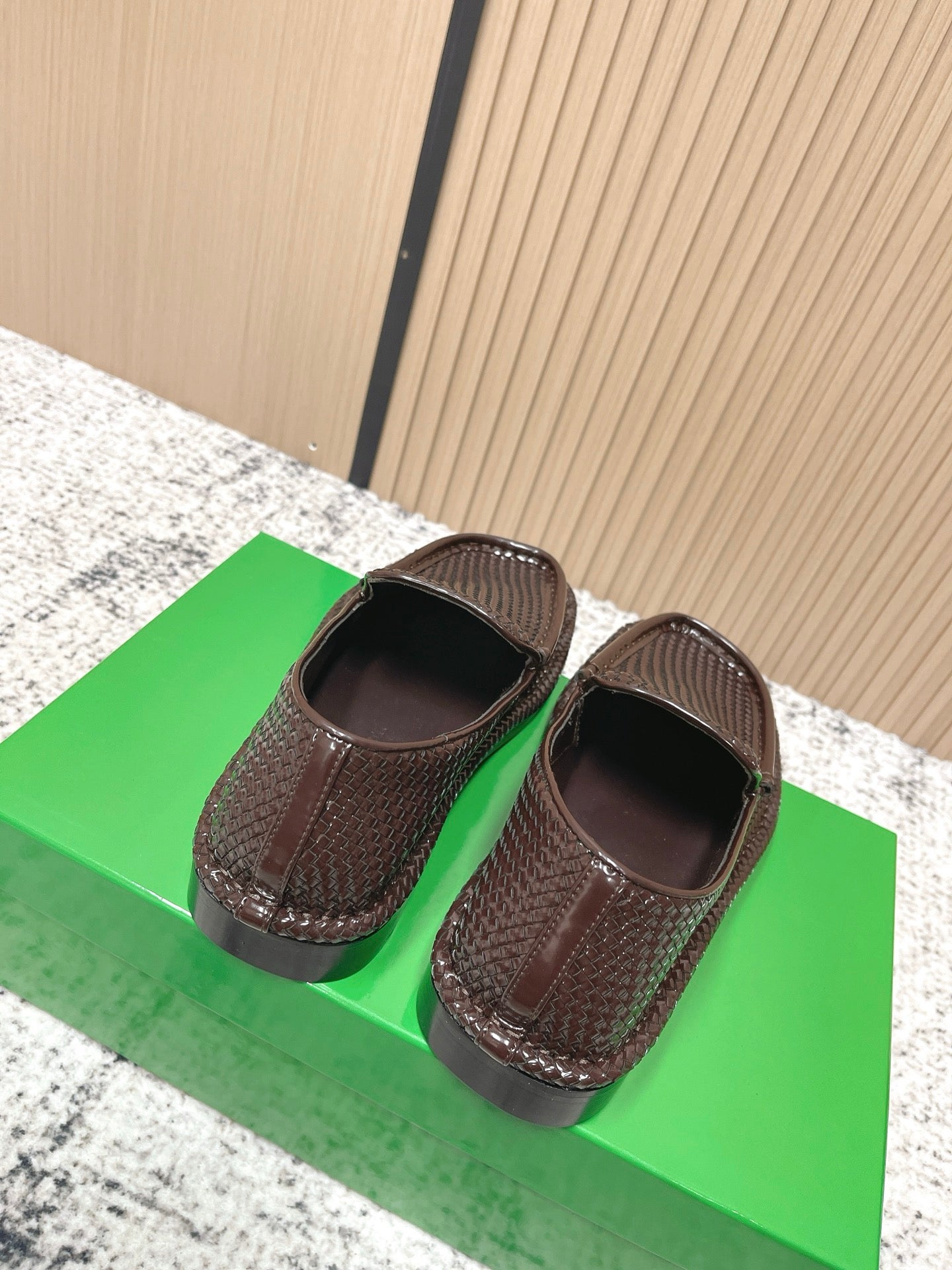 BOTTEGA VENETA 26S LOAFERS IN DARK BROWN INTRECCIATO CALFSKIN