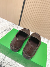 BOTTEGA VENETA 26S LOAFERS IN DARK BROWN INTRECCIATO CALFSKIN