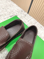 BOTTEGA VENETA 26S LOAFERS IN DARK BROWN INTRECCIATO CALFSKIN