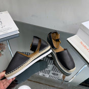 SEE BY ESPADRILLES SANDAL IN BLACK CALFSKIN AND WOVEN RAFFIA