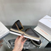 SEE BY ESPADRILLES SANDAL IN BLACK CALFSKIN AND WOVEN RAFFIA