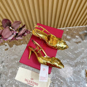 ATELIER SLINGBACK HEELS 75 MM IN GOLD METALLIC CALFSKIN