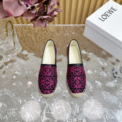 LW PINK ANAGRAM ESPADRILLE LOAFER BLACK LINEN