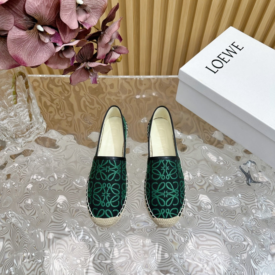 LW GREEN ANAGRAM ESPADRILLE LOAFER BLACK LINEN