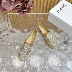 LW WHITE ANAGRAM ESPADRILLE LOAFER KHAKI LINEN