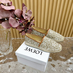 LW WHITE ANAGRAM ESPADRILLE LOAFER KHAKI LINEN