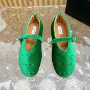 ALAIA BALLET FLATS IN EMERALD GREEN VELVET
