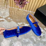 ALAIA BALLET FLATS IN COBALT BLUE VELVET