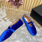 ALAIA BALLET FLATS IN COBALT BLUE VELVET