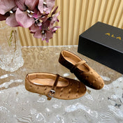 ALAIA BALLET FLATS IN MOCHA BROWN VELVET