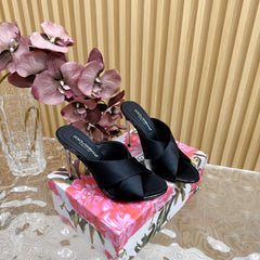 DG 100MM IN BLACK SATIN MULES