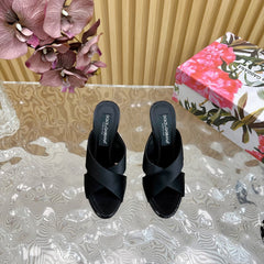 DG 100MM IN BLACK SATIN MULES