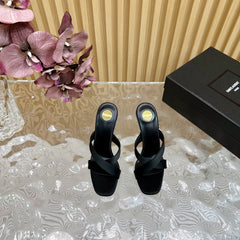 OPYUM 10 CM HIGH MULES IN BLACK SILK