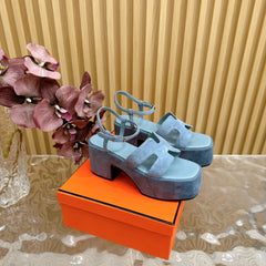 JAM 30 SANDAL IN SAPPHIRE BLUE VELVET