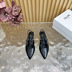 JUDY DOUBLE STRAP MARY JANE SLINGBACK 35MM IN BLACK SNAKE EMBOSSED CALFSKIN