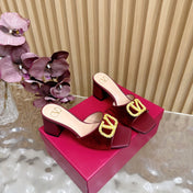 VALENTINO 25S HIGH-HEEL MULES 60 MM IN DARK RED VELVET AND CALFSKIN WITH GOLD HARDWARE