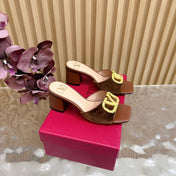 VALENTINO 25S HIGH-HEEL MULES 60 MM IN BROWN VELVET AND CALFSKIN WITH GOLD HARDWARE