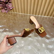 VALENTINO 25S HIGH-HEEL MULES 60 MM IN BROWN VELVET AND CALFSKIN WITH GOLD HARDWARE