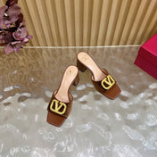 VALENTINO 25S HIGH-HEEL MULES 60 MM IN BROWN VELVET AND CALFSKIN WITH GOLD HARDWARE