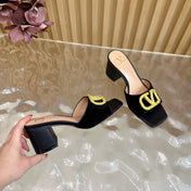 VALENTINO 25S HIGH-HEEL MULES 60 MM IN BLACK VELVET AND CALFSKIN WITH GOLD HARDWARE