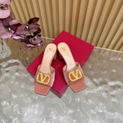 VALENTINO 25S HIGH-HEEL MULES 60 MM IN PEACH PINK VELVET AND CALFSKIN WITH GOLD HARDWARE