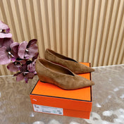 HM 25S HIGH-HEEL WEDGE SHOES 50 MM IN BROWN SUEDE