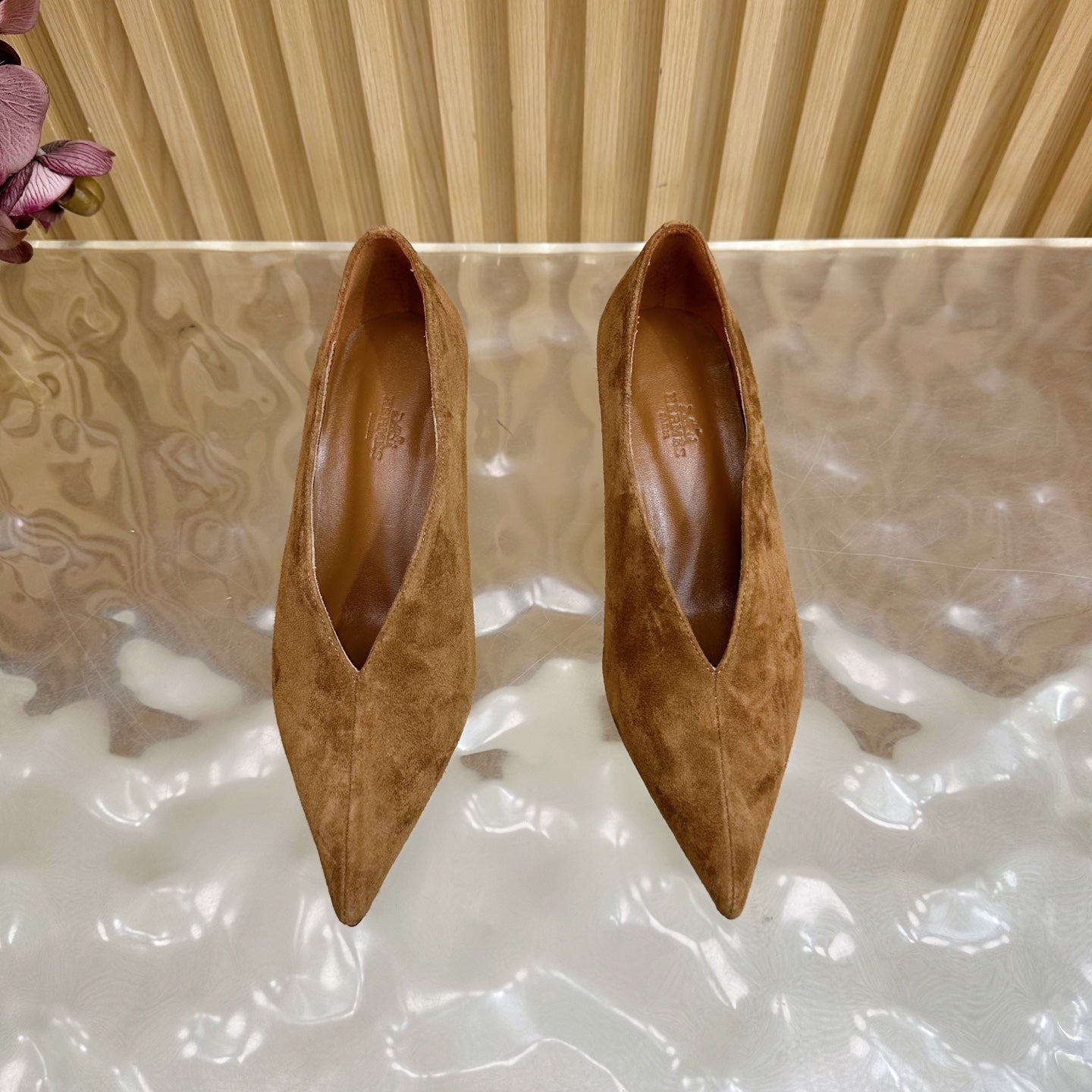 HM 25S HIGH-HEEL WEDGE SHOES 50 MM IN BROWN SUEDE