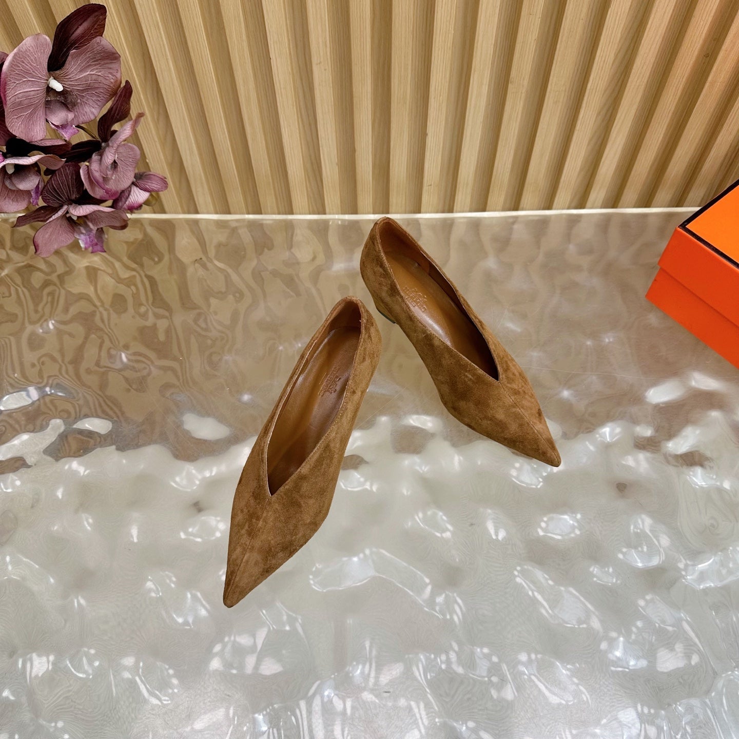 HM 25S HIGH-HEEL WEDGE SHOES 50 MM IN BROWN SUEDE