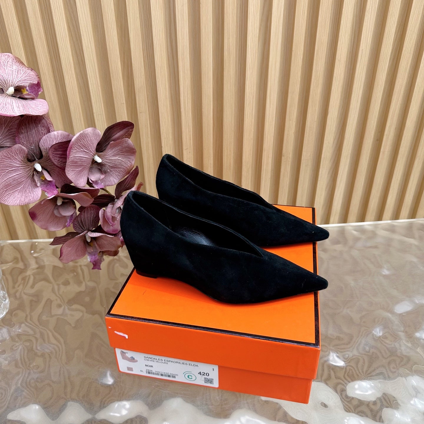 HM 25S HIGH-HEEL WEDGE SHOES 50 MM IN BLACK SUEDE