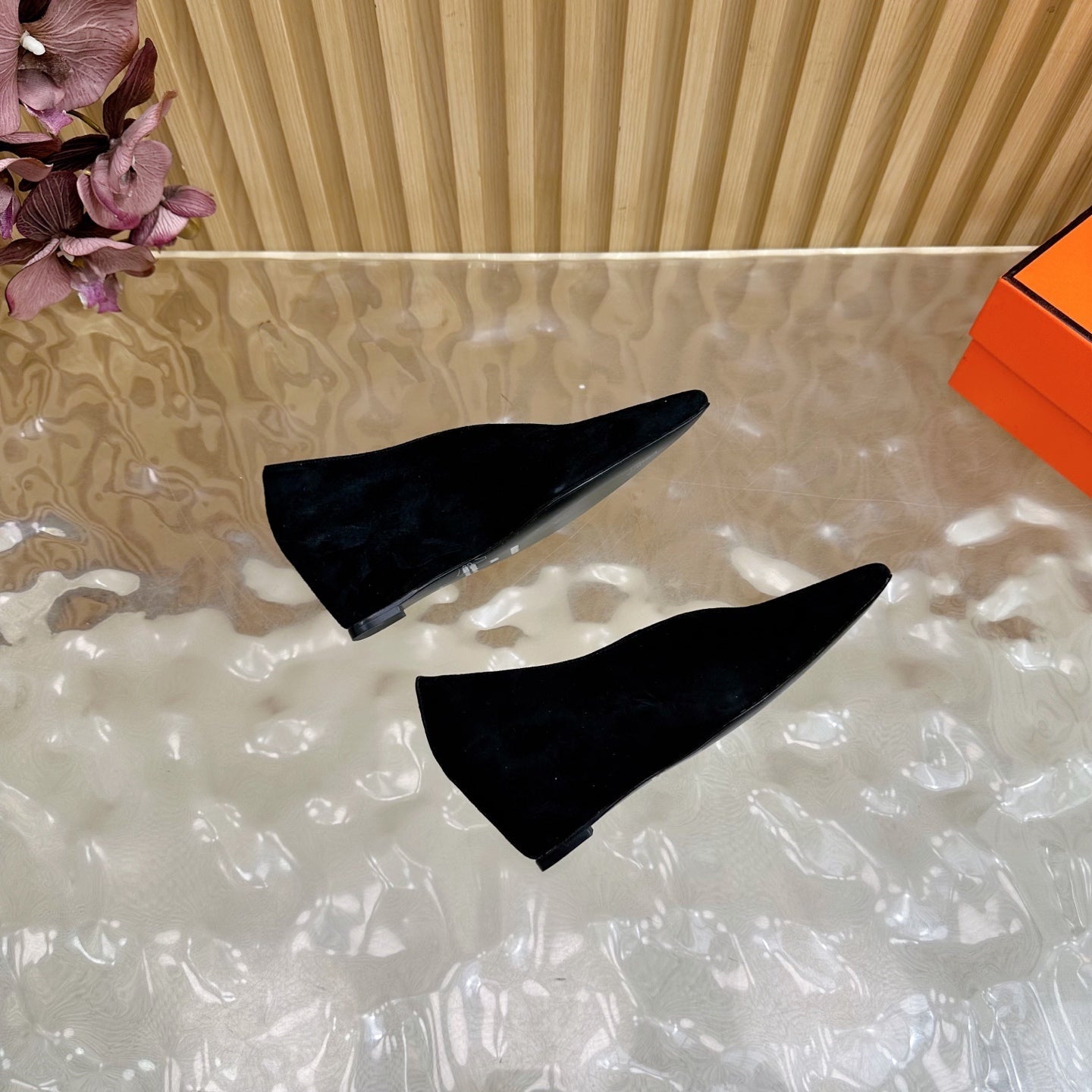 HM 25S HIGH-HEEL WEDGE SHOES 50 MM IN BLACK SUEDE