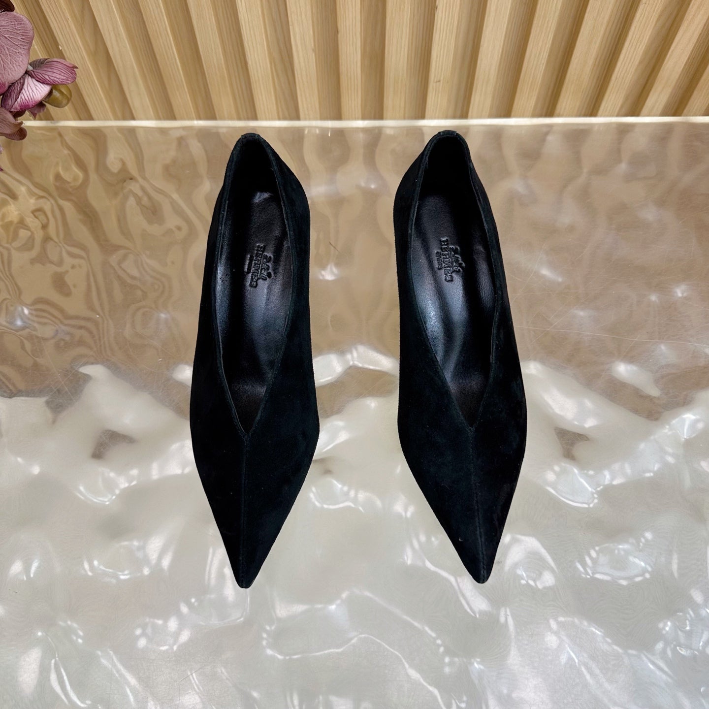 HM 25S HIGH-HEEL WEDGE SHOES 50 MM IN BLACK SUEDE