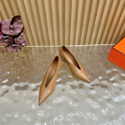 HM 25S HIGH-HEEL WEDGE SHOES 50 MM IN BROWN LAMBSKIN