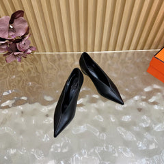 HM 25S HIGH-HEEL WEDGE SHOES 50 MM IN BLACK LAMBSKIN