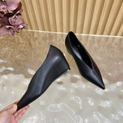 HM 25S HIGH-HEEL WEDGE SHOES 50 MM IN BLACK LAMBSKIN