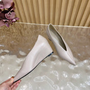 HM 25S HIGH-HEEL WEDGE SHOES 50 MM IN PALE PINK BEIGE LAMBSKIN