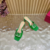 VALENTINO 25S HIGH-HEEL MULES 60 MM IN GREEN PATENT CALFSKIN WITH CRYSTAL-EMBELLISHED STRAP