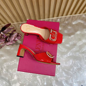 VALENTINO 25S HIGH-HEEL MULES 60 MM IN RED PATENT CALFSKIN WITH CRYSTAL-EMBELLISHED STRAP