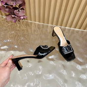 VALENTINO 25S HIGH-HEEL MULES 60 MM IN BLACK PATENT CALFSKIN WITH CRYSTAL-EMBELLISHED STRAP