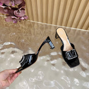 VALENTINO 25S HIGH-HEEL MULES 60 MM IN BLACK PATENT CALFSKIN WITH CRYSTAL-EMBELLISHED STRAP