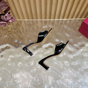VALENTINO 25S HIGH-HEEL MULES 60 MM IN BLACK PATENT CALFSKIN WITH CRYSTAL-EMBELLISHED STRAP