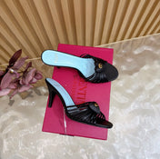 VALENTINO 25S HIGH HEELS WITH THIN STRAPS 80 MM IN BLACK LAMBSKIN