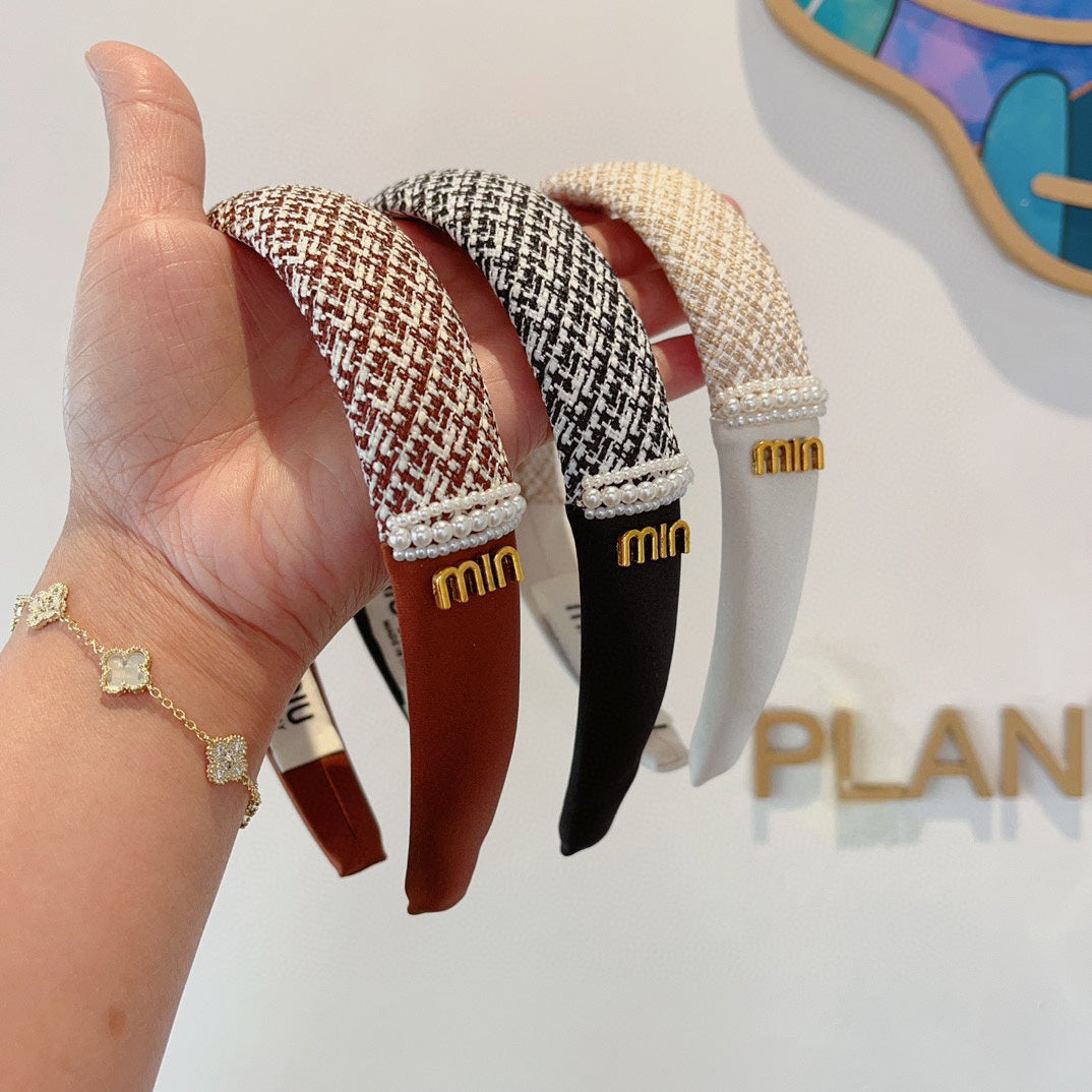 HEADBAND IN WHITE TWEED AND SILK 262050