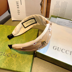 HAIRBAND WITH FLOWER PRINT IN DESERT BROWN SILK 398864