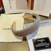 KHAKI BROWN FABRIC HAIRBAND WITH GOLD LOGO 414435