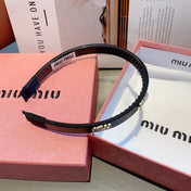 HEAD BAND IN BLACK LAMBSKIN AND RESIN 417299