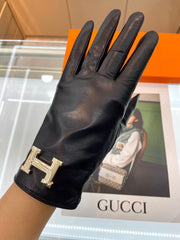 TOUCHSCREEN GLOVES IN BLACK LAMBSKIN WITH CASHMERE LINING