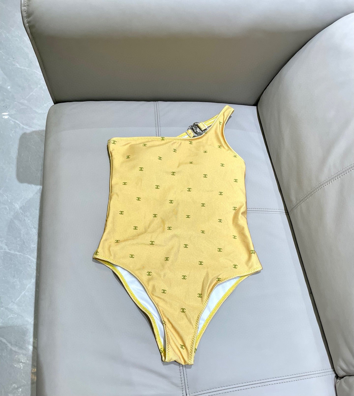 CC BIKINI SWIMSUIT SET IN YELLOW AND GREEN LOGO 593033