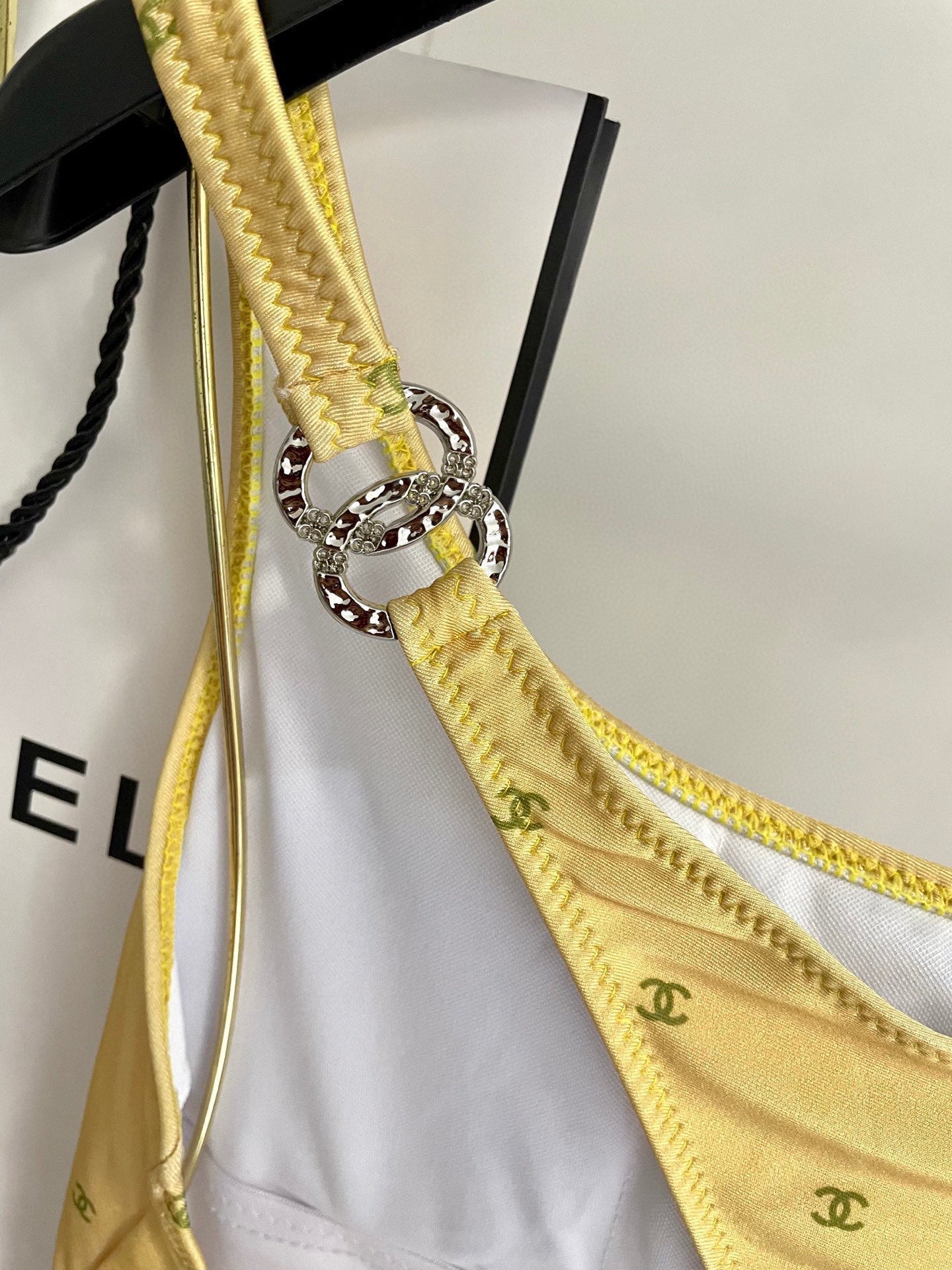 CC BIKINI SWIMSUIT SET IN YELLOW AND GREEN LOGO 593033