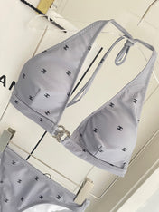 CC BIKINI SWIMSUIT SET IN GREY AND BLACK LOGO 599155