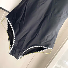 CC BIKINI SWIMSUIT SET IN BLACK AND WHITE TRIM 622173